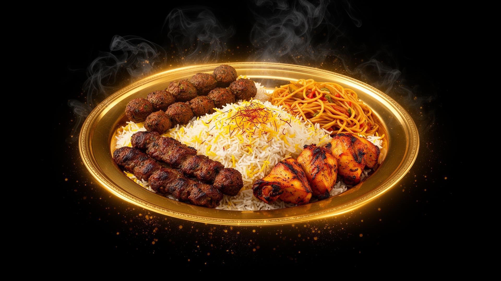 Premium platter of biryani, kababs, BBQ chicken and Thai dishes